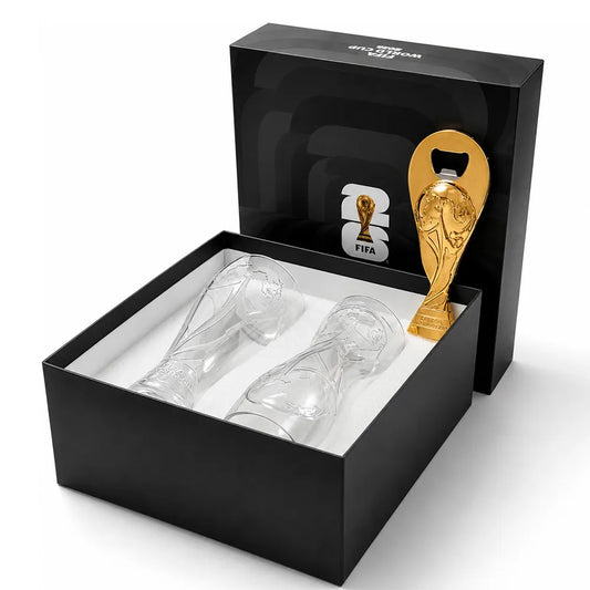2 Copos Troféu + Ímã Dourado Kit Oficial FIFA World Cup 26™