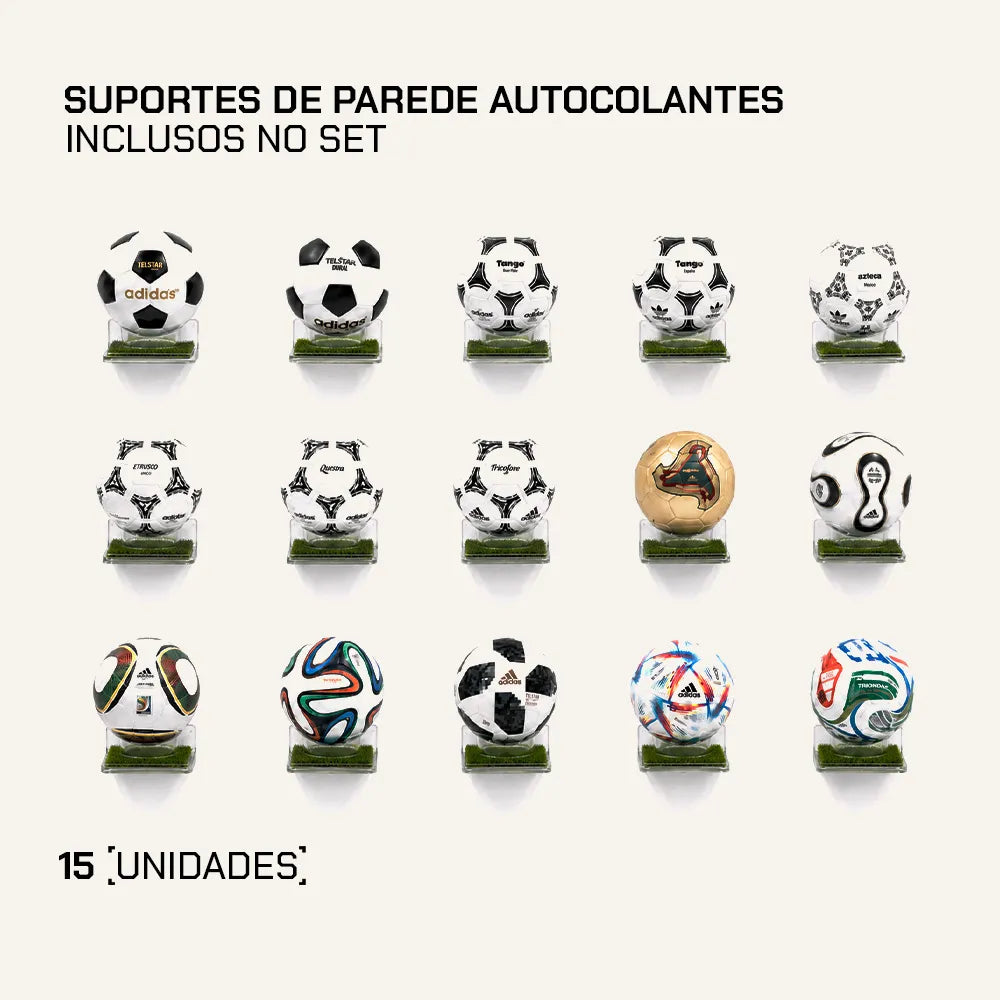 Set de 15 Mini Bolas Históricas FIFA World Cup 26™ + 15 Suportes de Parede Autocolantes