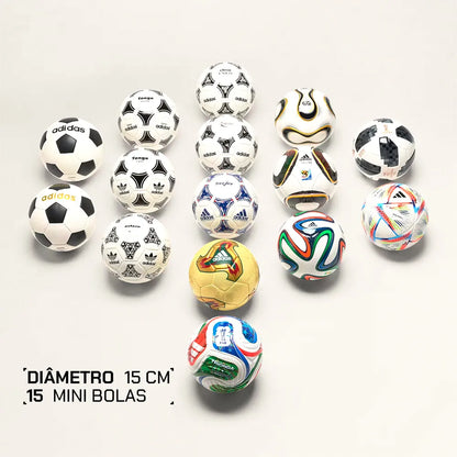 Set de 15 Mini Bolas Históricas FIFA World Cup 26™ + 15 Suportes de Parede Autocolantes